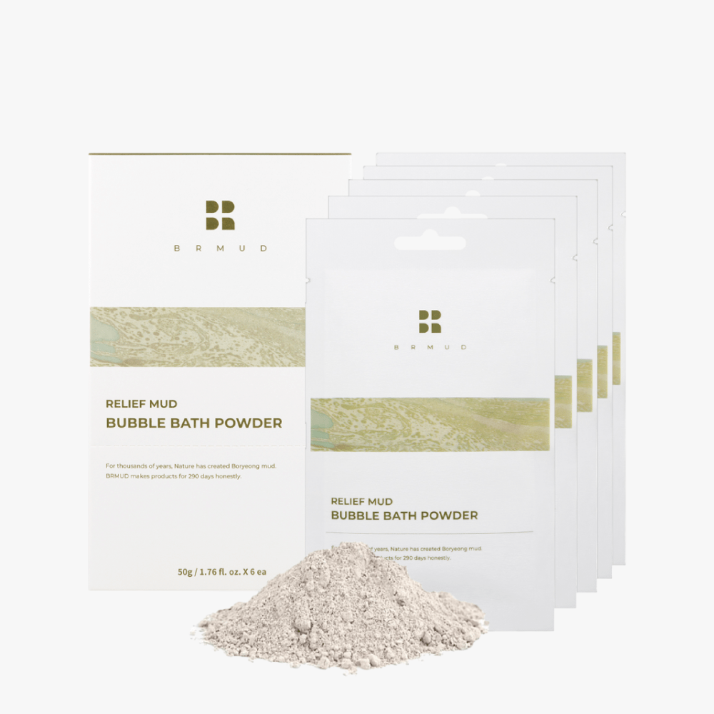 BRMUD Relief Mud Bubble Bath Powder – Pack of 6 with Boryeong Mud and oils