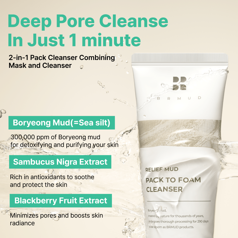 Smooth and gentle foaming cleanser texture with natural mud